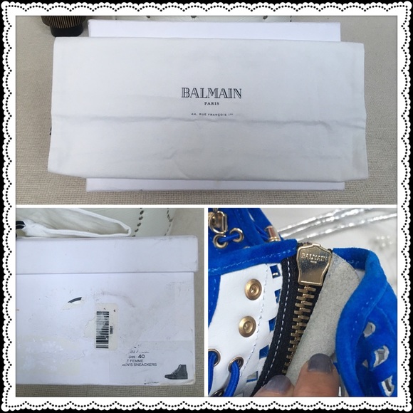 ✨Balmain Blue Suede Perforated High-tops Sneakers✨ - Picture 7 of 8
